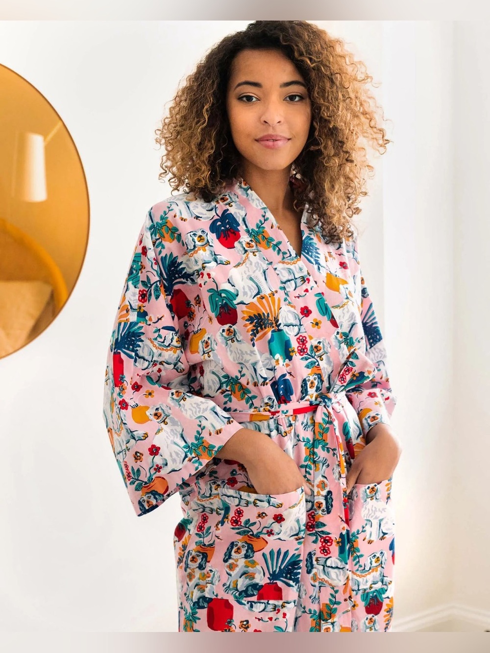 Printfresh Good Dog Print Robe - Vintage Rose Organic Cotton